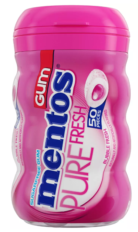 Mentos Pure Fresh Sugar Free Bubble Fresh Gum, 50 piece
