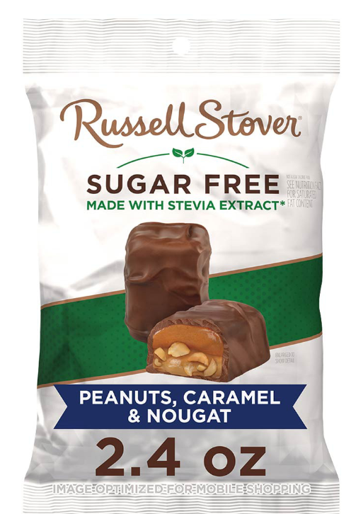 Russell Stover Sugar Free Peanuts, Caramel & Nougat, 2.4 oz