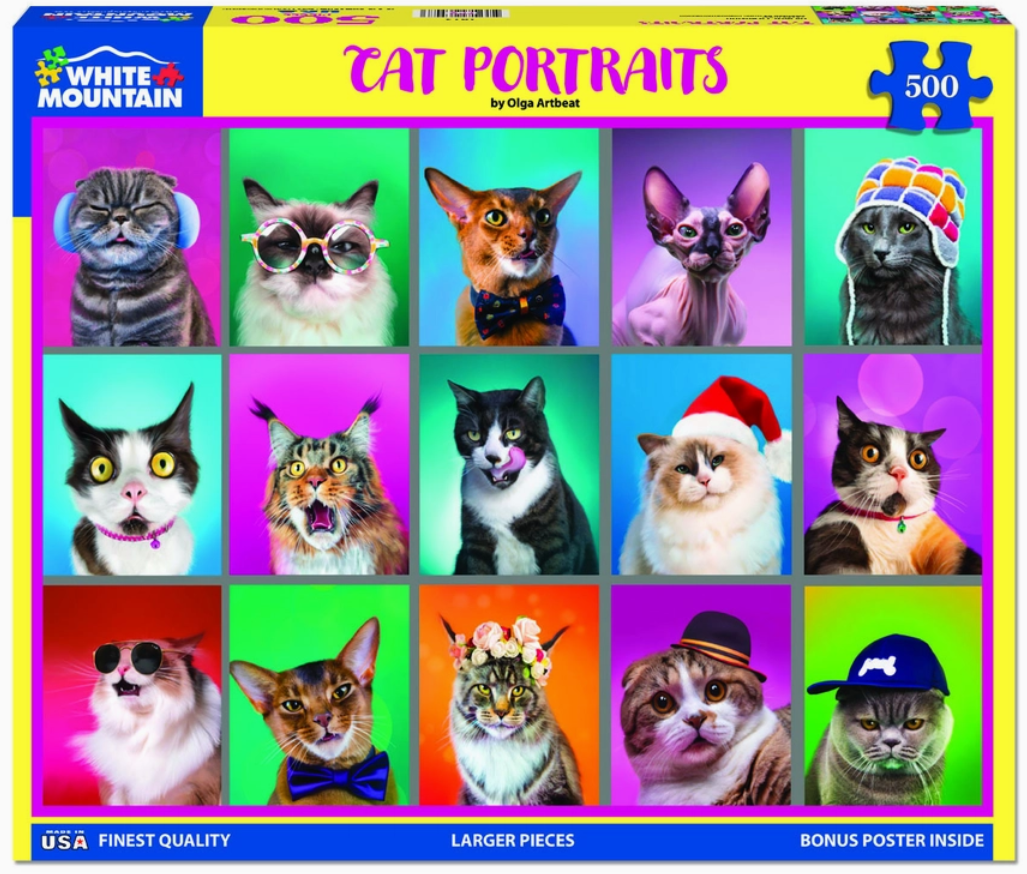 Cat Portraits (1850pz) - 500 Piece Jigsaw Puzzle