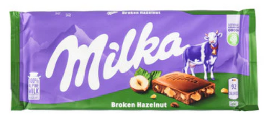 Milka Broken Hazelnut Chocolate Bar 100 grams