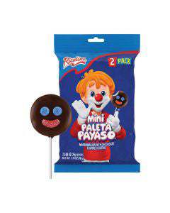 Ricolino Mini Paleta Payaso Marshmallow Lollipops With Chocolate Flavored Coating, 1.76 Oz - 2 Ct