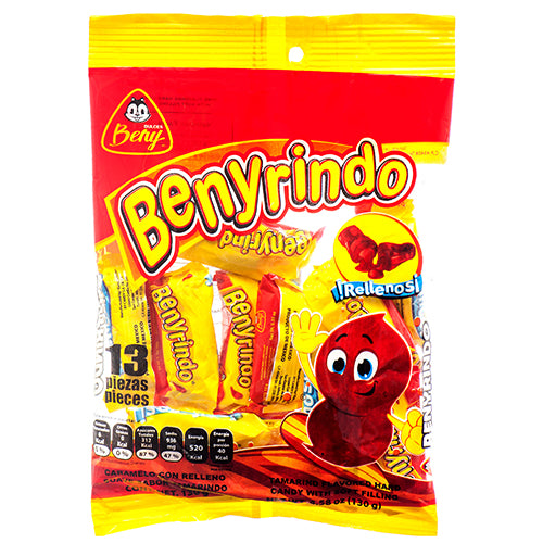 Benyrindo Rellenos Tamarind Filled Hard Candy 13 Pieces 4.58 Oz